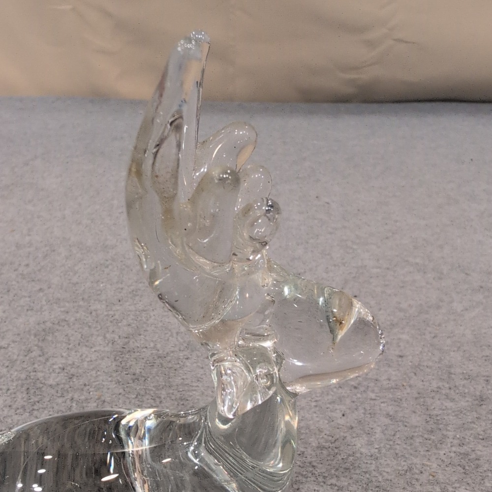 Vintage Silvestri Mouth‎ Blown Clear Glass Reindeer Resting Figurine Decor - Picture 7 of 7